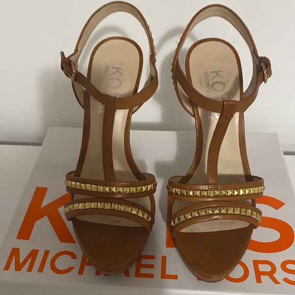 Kors by Michael Kors cognac open toe platform pump.  SALE! - Picture 8 of 11